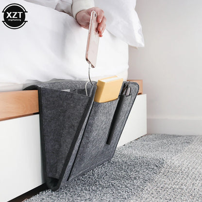 Felt Bedside Storage Organizer - Hanging Pocket Holder for Phone, Books, Magazines, and Tissues