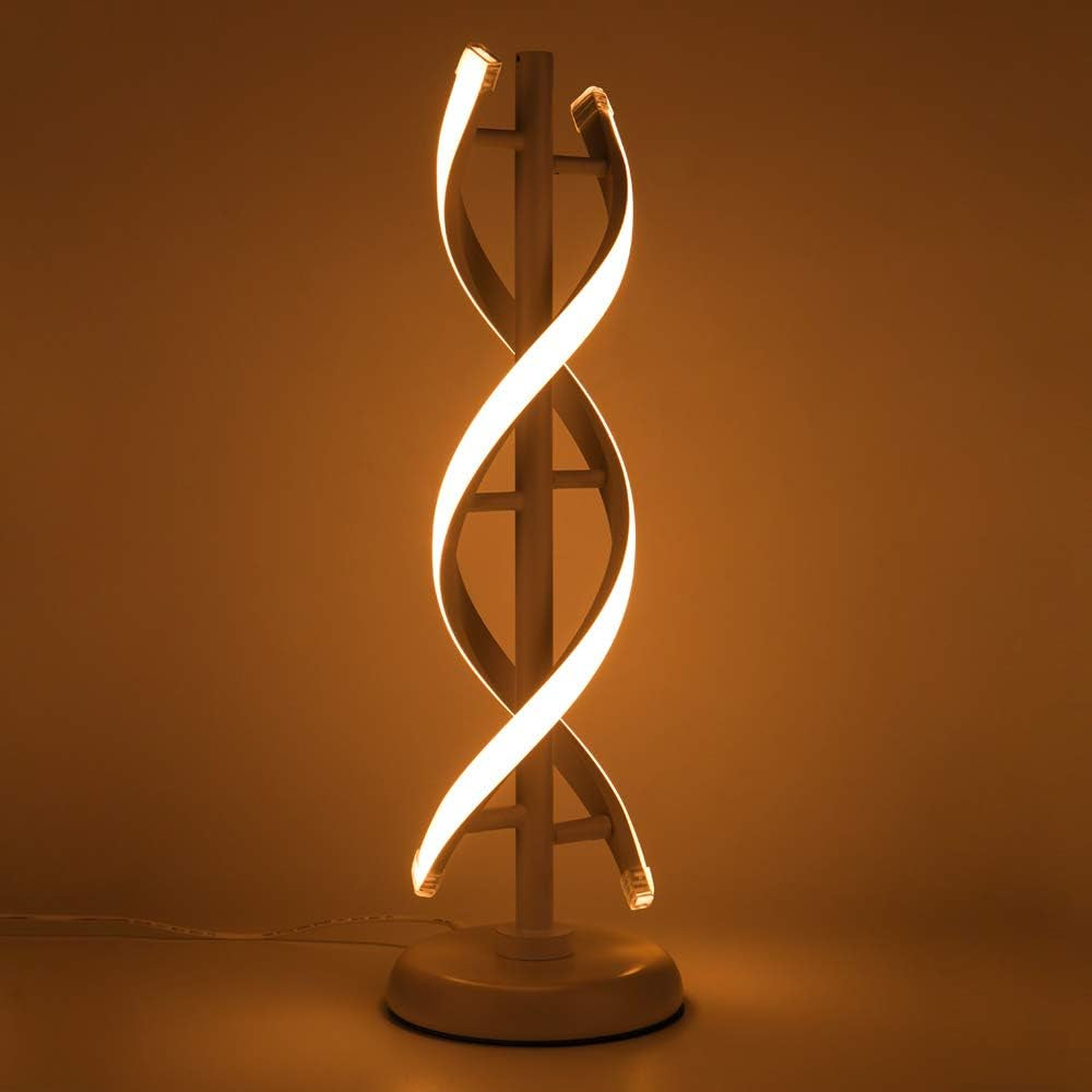 Double Spiral LED Table Lamp, Creative Double Helix Lampbody Matchs Metal Base, Dimmable LED Decorative Lighting 