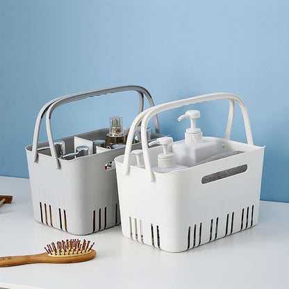 Portable Shower Caddy Basket Tote for Bathroom College Dorm, Plastic Storage Basket with Handles Organizer Bins for Kitchen Bathroom, Grey