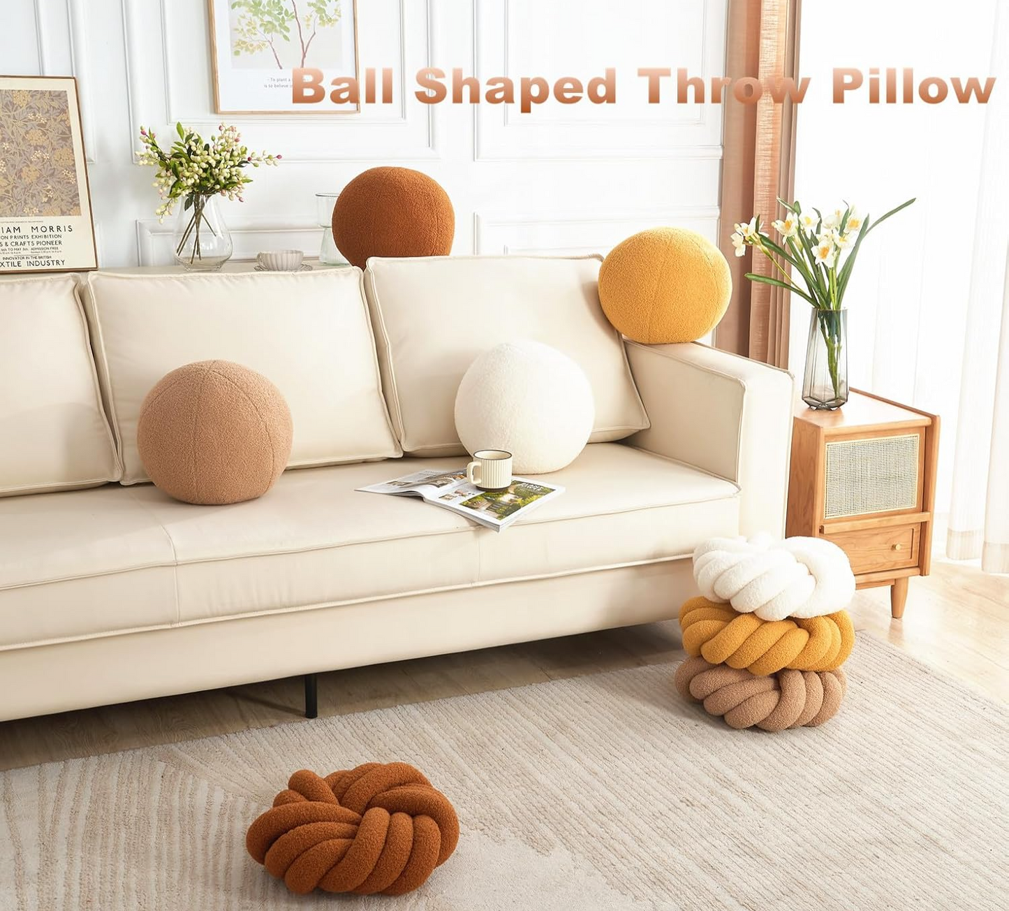 Handmade Knot and Round Ball Pillows – Luxurious Decorative Pillows