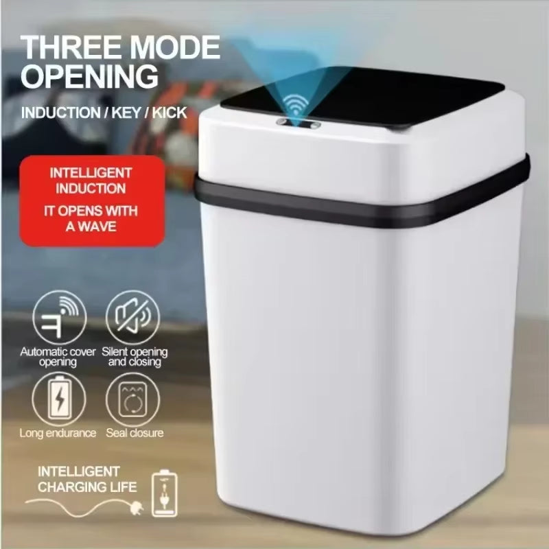 Automatic Sensor Smart Trash Bin 13L - Waterproof Electric Recycling Wastebasket for Bathroom