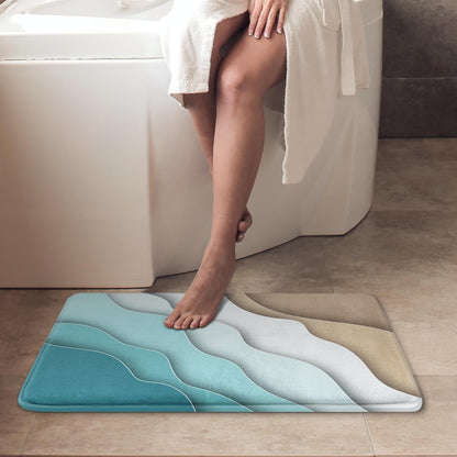 Non-Slip Abstract Beach Bath Mat – Washable Floor Rug for Bathroom, Kitchen, and Indoor Decor (18 x 30 Inches)