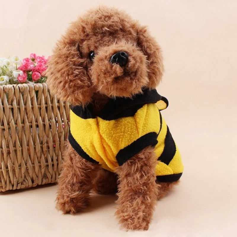 Adorable Bee Pet Hoodie – Cozy Fleece Costume for Dogs and Cats