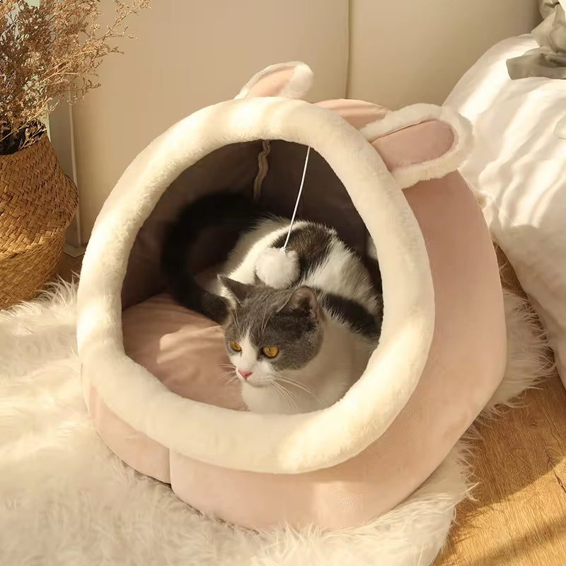 Cozy Pet Tent Cave Bed – Warm, Foldable, and Washable Comfort for Cats & Small Dogs