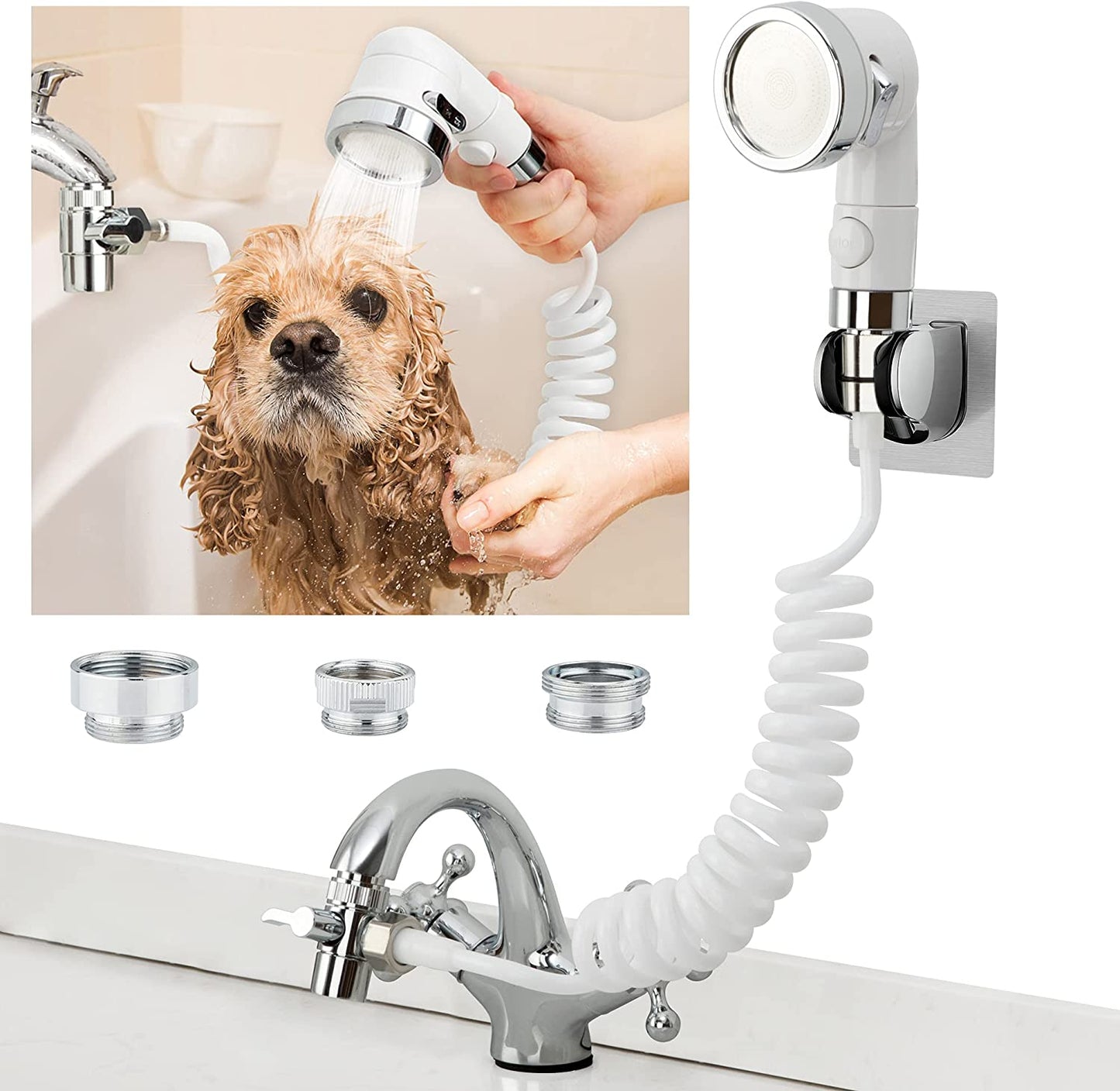 Versatile Sink & Tub Faucet Sprayer Attachment - Perfect for Pet Bathing, Kitchen & Bathroom Use!