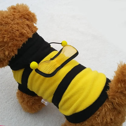 Adorable Bee Pet Hoodie – Cozy Fleece Costume for Dogs and Cats