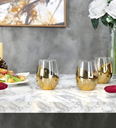 Stemless Wine Glass Set of 4 – Elegant Red and White Wine Glasses