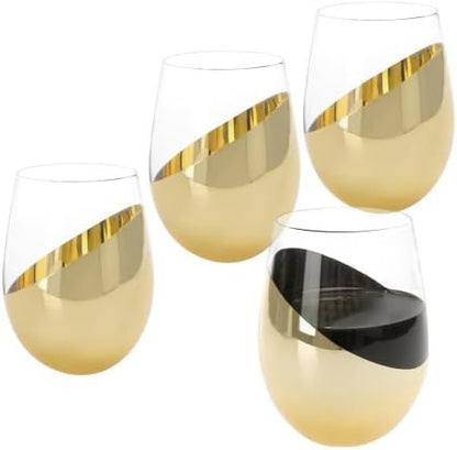 Stemless Wine Glass Set of 4 – Elegant Red and White Wine Glasses