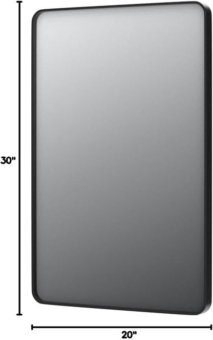 20x30 Inch Matte Black Metal Framed Bathroom Mirror – Large Square Rectangle, Anti-Rust, Tempered Glass, Horizontal/Vertical Mounting