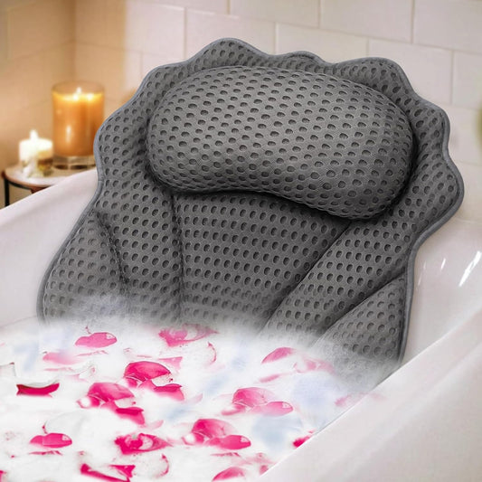 Bath Pillow  Ergonomic Luxury Bathtub Pillow with Head,Neck, Shoulder and Back Support, 4D Bath Pillows for Tub with 6 Powerful Suction Cups, Fits All Bathtub