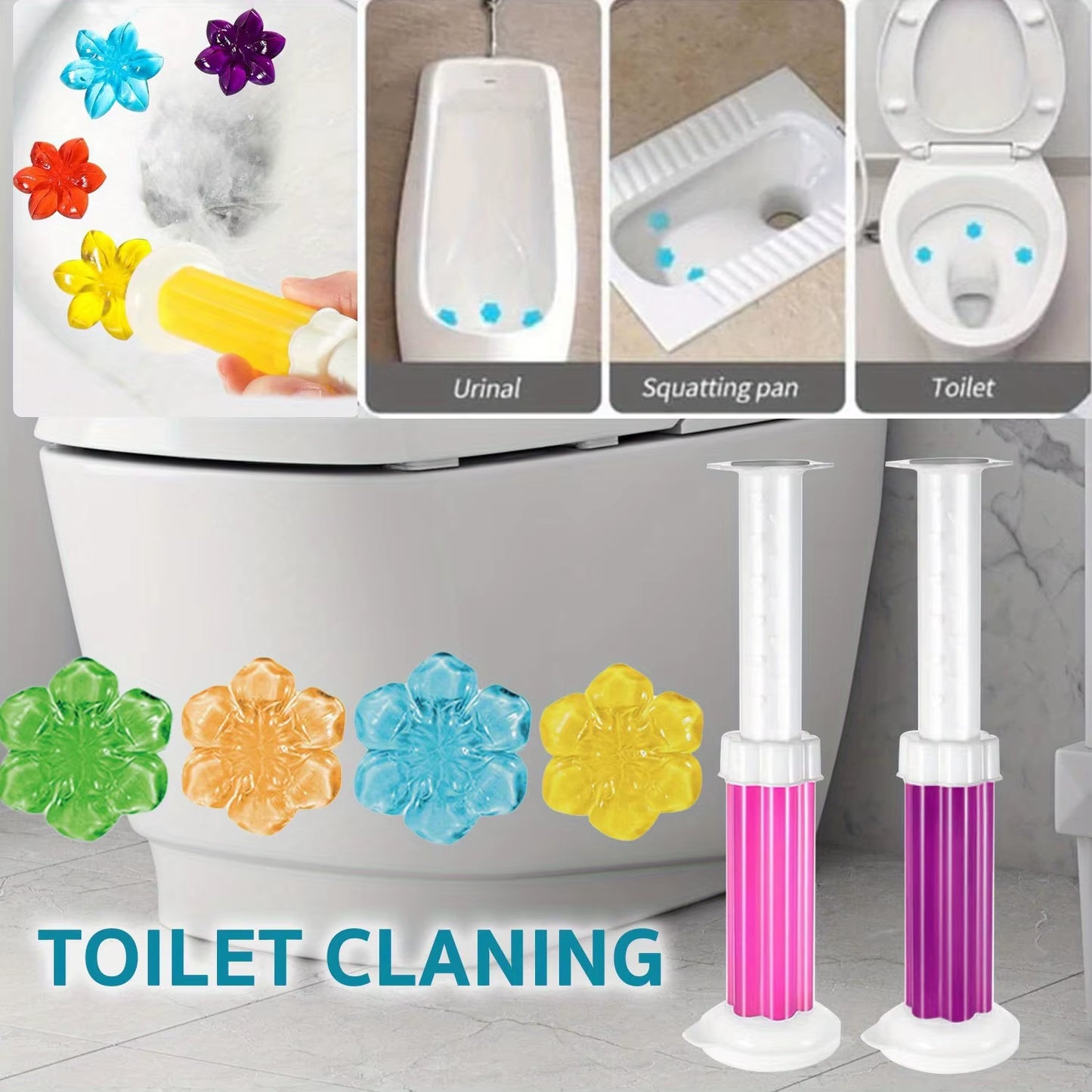 Floral Toilet Cleaning Gel 6-in-1 - Deodorizer, Air Freshener, Odor Remover