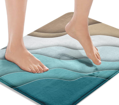 Non-Slip Abstract Beach Bath Mat – Washable Floor Rug for Bathroom, Kitchen, and Indoor Decor (18 x 30 Inches)