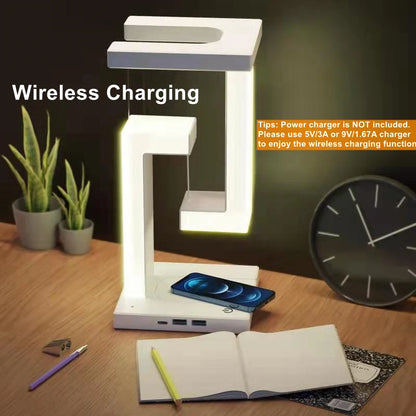 Floating LED Lamp with 10W Detachable Wireless Charger – Modern Decorative Light for Bedroom and Office