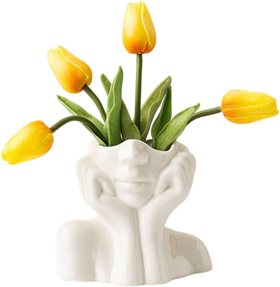 White Ceramic Female Form Vase - Modern Nordic Decorative Holder 