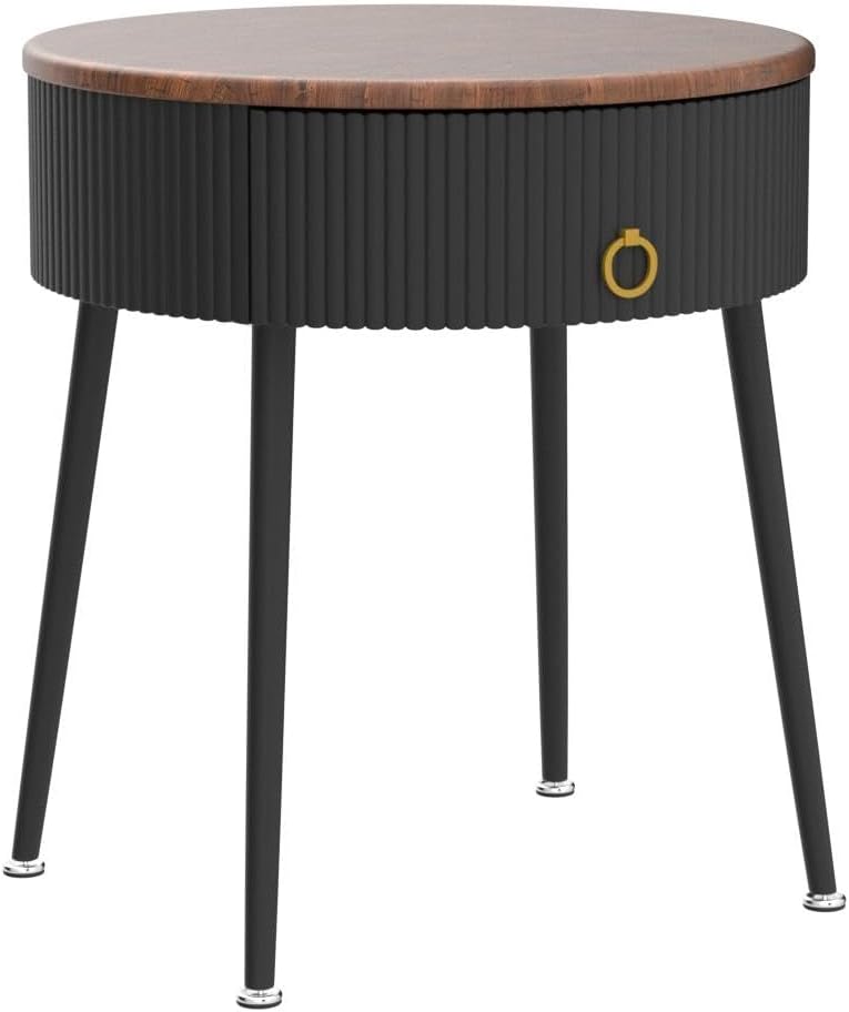 Modern Round Side Tables with Drawer – Stylish and Functional Nightstands for Bedroom, Living Room, and Office