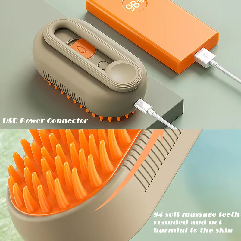 3-in-1 Pet Steam Brush – Cleaning, Hair Removal, and Massage Grooming Tool