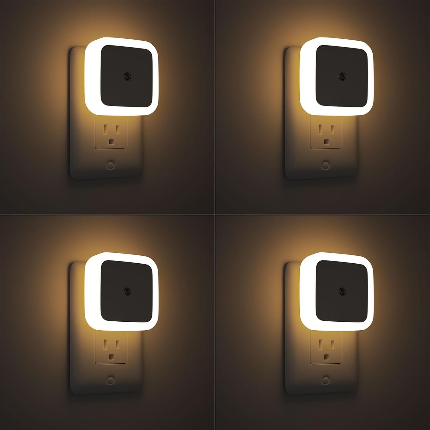 4-Pack LED Night Lights Plug-in - Dusk to Dawn Warm White for Living Room.