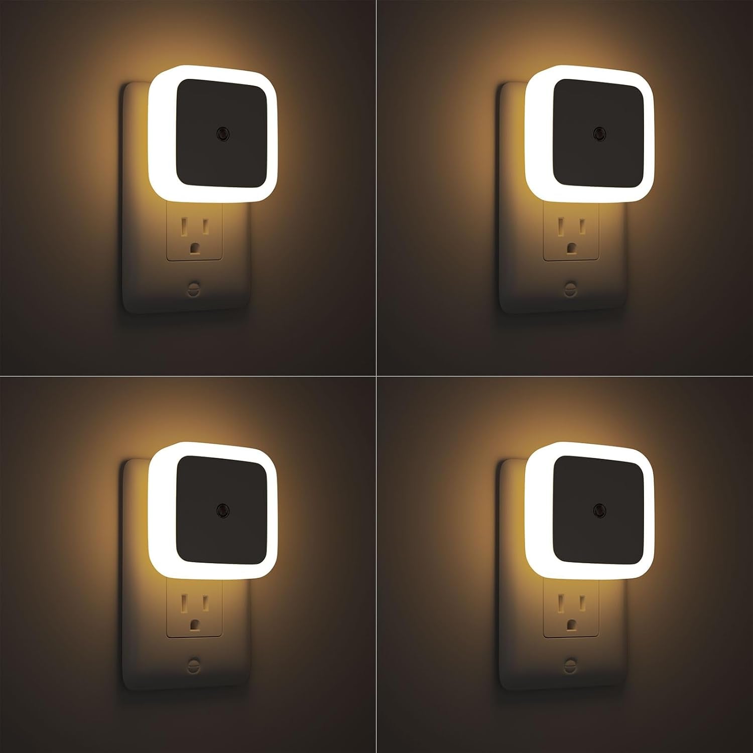 4-Pack LED Night Lights Plug-in - Dusk to Dawn Warm White for Living Room.