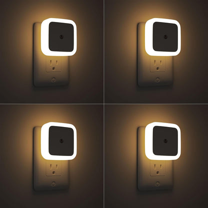 4-Pack LED Night Lights Plug-in - Dusk to Dawn Warm White for Living Room.