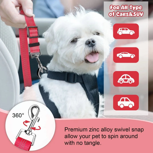 Reflective Dog Car Seat Belt Leash – Elastic Buffer for Safety and Comfort