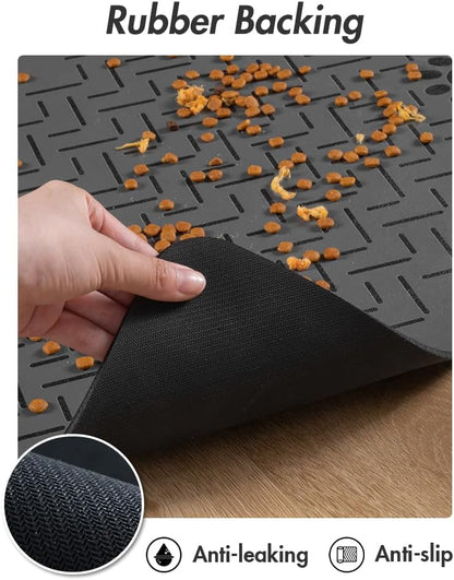 Pet Feeding Mat-No Stains Quick Dry Dog Mat for Food and Water Bowl-Rubber Backing Dog Food Mat Dog Water Dispenser Mat-Dog Accessories Pet Supplies-Dog Water Bowl for Messy Drinkers