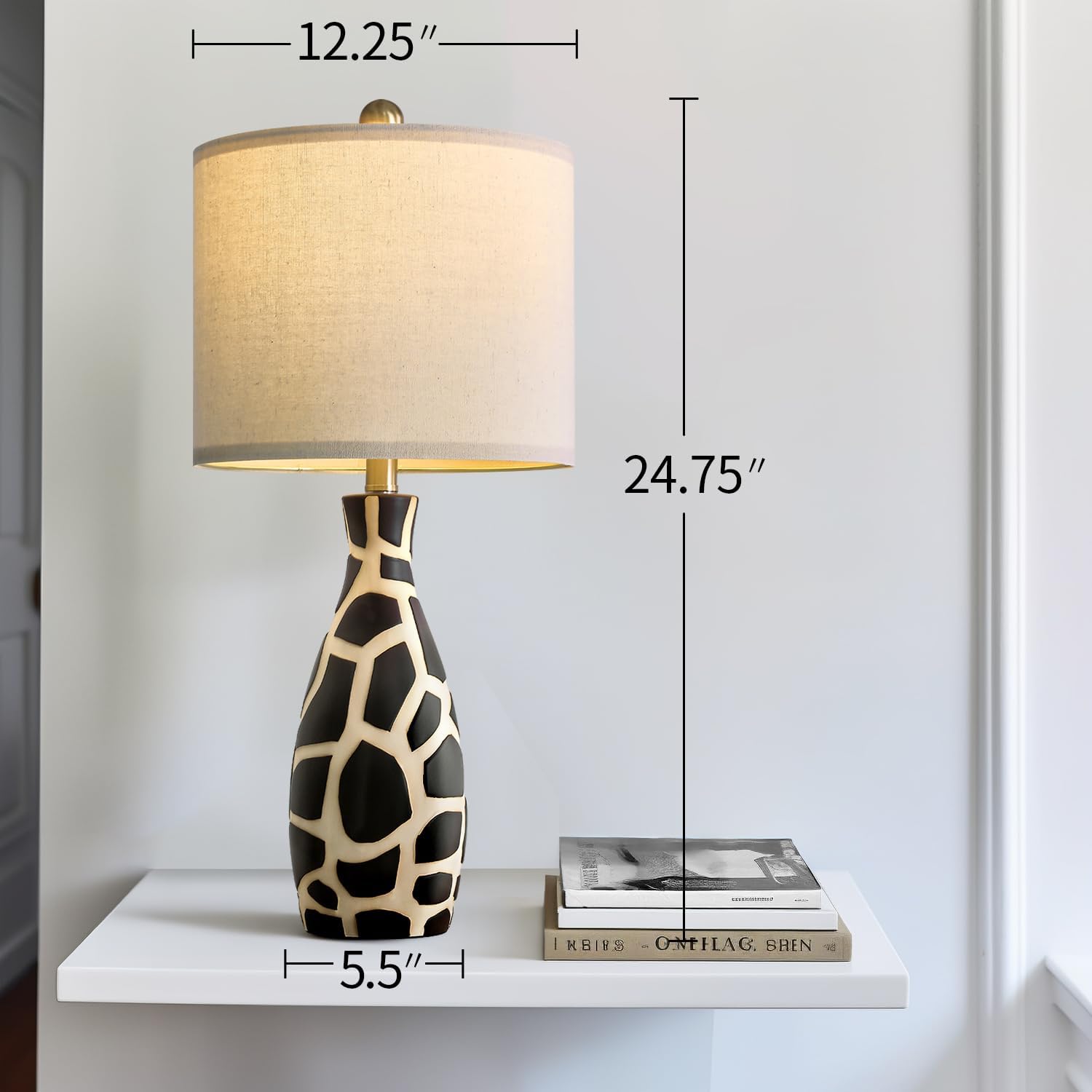 26-Inch Modern Ceramic Table Lamp – Stylish Bedside Lamp for Bedroom, Living Room, and Home Decor