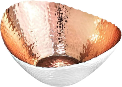 Hand-Hammered Metal Decorative Bowl – Modern Centerpiece for Kitchen, Dining, and Living Room