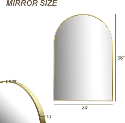 Modern Gold Wall Mirror - 36''x24'' Vanity Mirror with Metal Frame