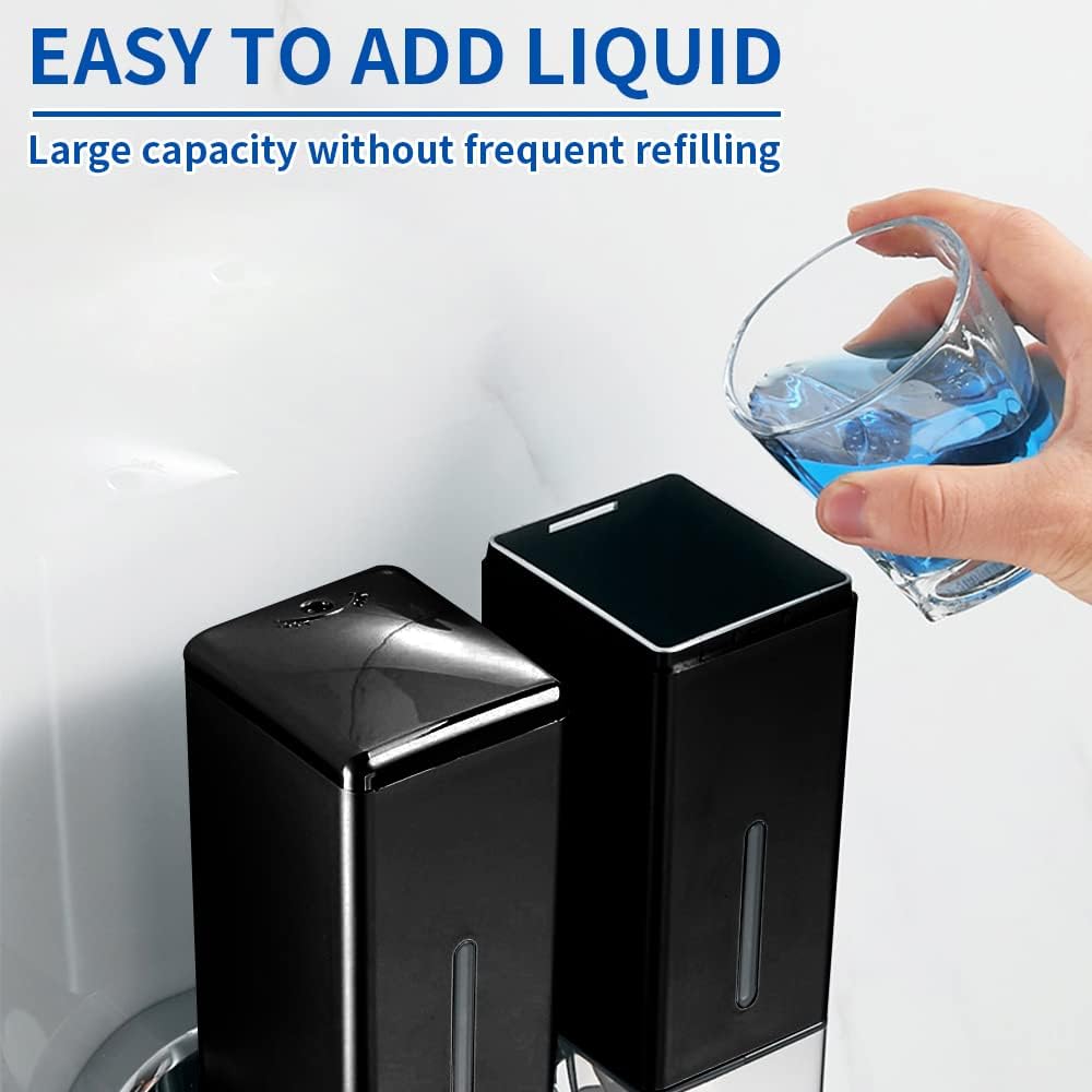 Wall Mounted Manual Soap Dispenser 3 X 500Ml per Cup  for Home, Bath, Kitchen, Hotels, Restaurants. Shower and Lotion Dispenser (Black)