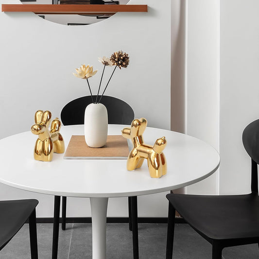 Ceramic Balloon Dog Statue – Modern Decorative Sculpture in Gold and White Variants