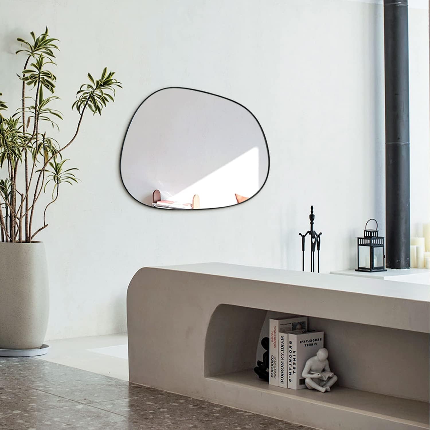 Modern Asymmetrical Wall Mirror – Artistic Metal Framed Decor for Any Room