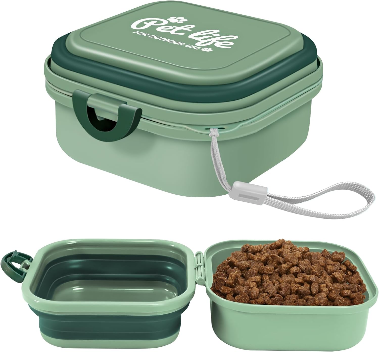 Collapsible Dog Water Bowl, Portable Dog Bowl for Traveling, 2-In-1 Pet Food and Water Feeder - Travel Dog Bowls with Lid for Walking, Traveling, Camping and Hiking