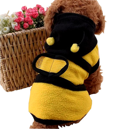 Adorable Bee Pet Hoodie – Cozy Fleece Costume for Dogs and Cats