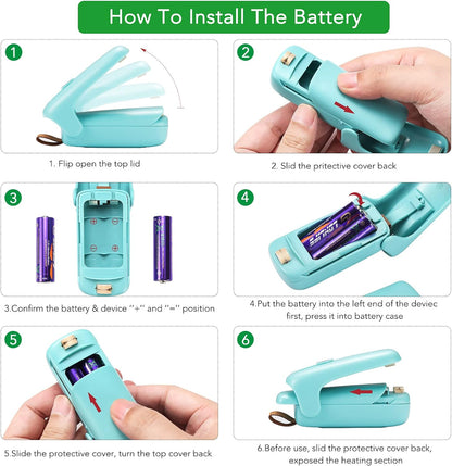 Mini Bag Sealer, 2 in 1 Portable Sealer & Cutter, Heat Sealer for Vacuum Sealer Bags, Handheld Bag Heat Resealer Machine for Chip Bags, Plastic Food Bags, Snack & Cereal Bags (Green, Single)