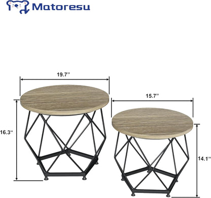 Modern Nesting Coffee Table Set of 2 – Versatile Round Side Tables