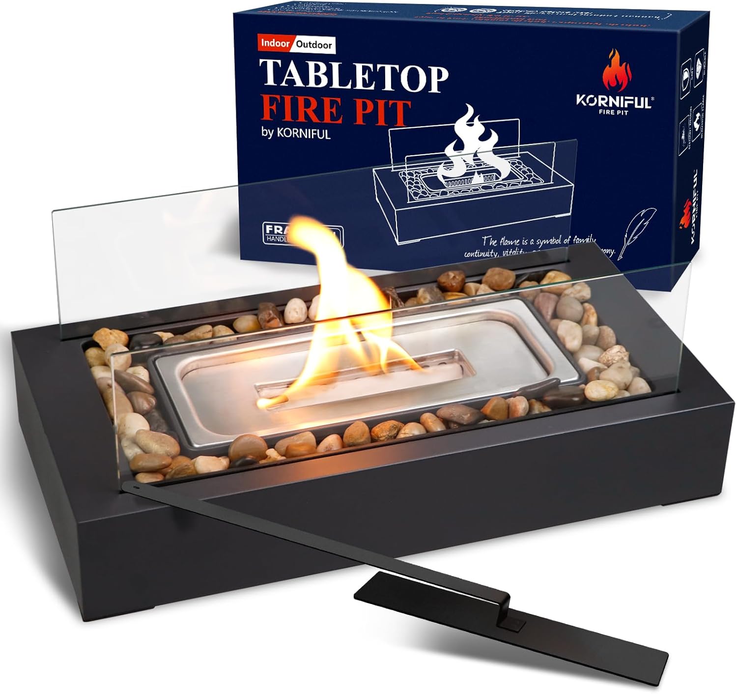 Tabletop Fire Pit with S’mores Maker Kit – Portable Indoor/Outdoor Fireplace for Cozy Decor