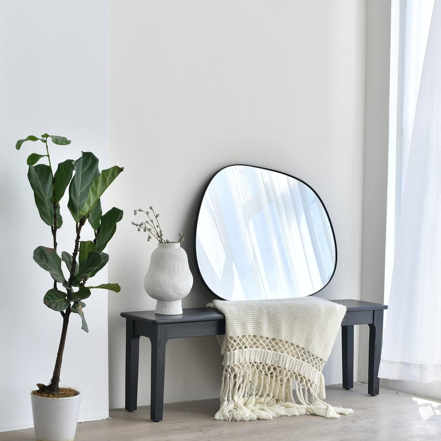 Modern Asymmetrical Wall Mirror – Artistic Metal Framed Decor for Any Room