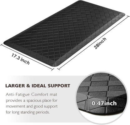 Floor Mat Cushioned Anti-Fatigue ,17.3"X28",Thick Waterproof Non-Slip Mats and Rugs Heavy Duty Ergonomic Comfort Rug for Kitchen,Floor,Office,Sink,Laundry,Black