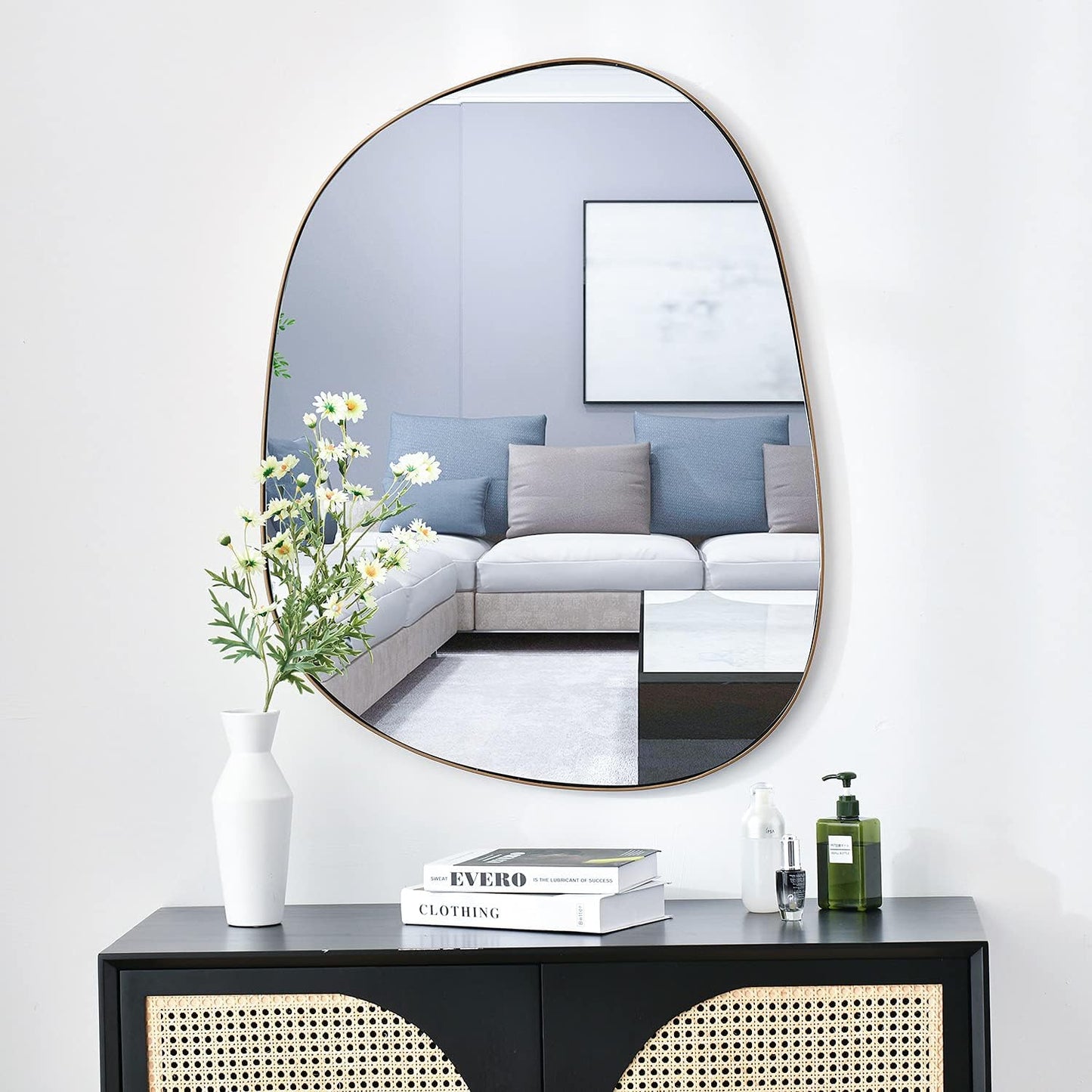 Modern Asymmetrical Wall Mirror – Artistic Metal Framed Decor for Any Room