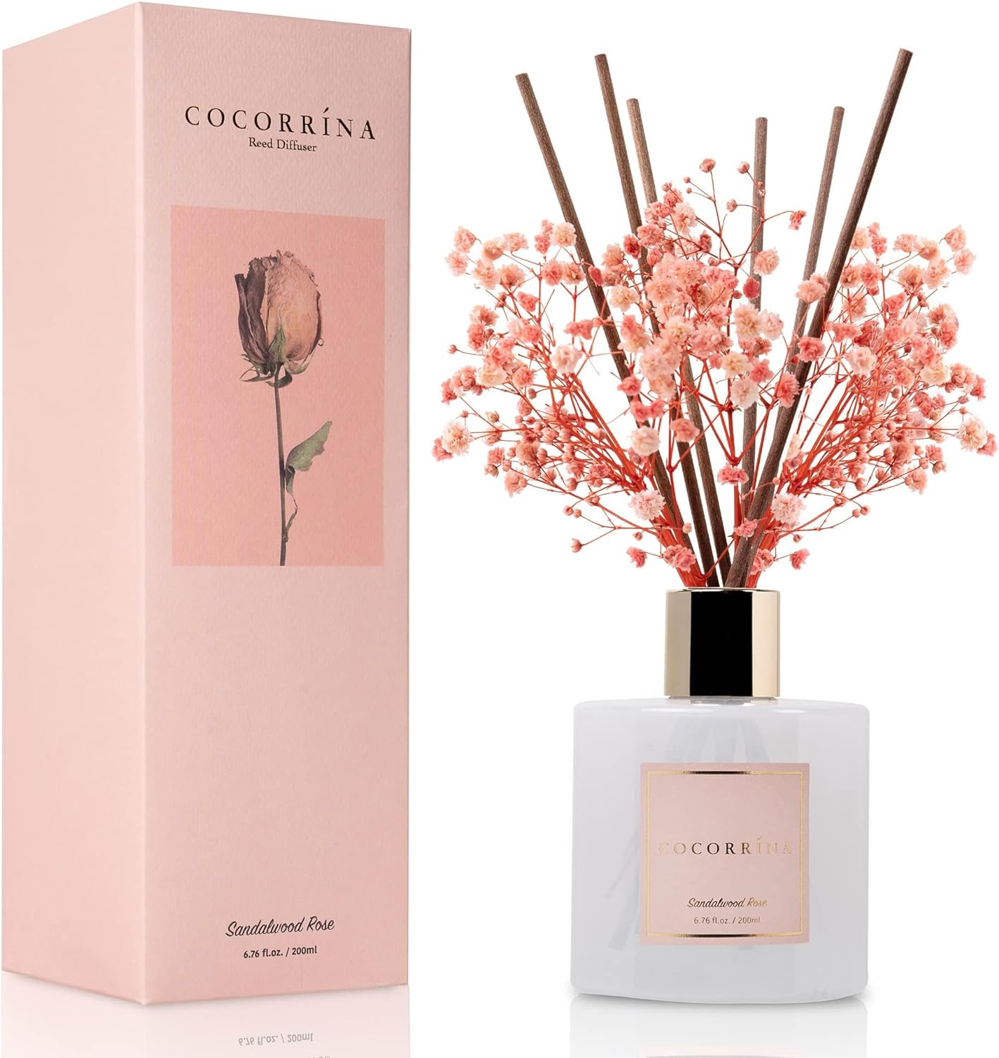 Luxury Oil Diffuser Set with Preserved Flowers – 6.7Oz Fragrance for Bedroom, Bathroom, and Home Decor