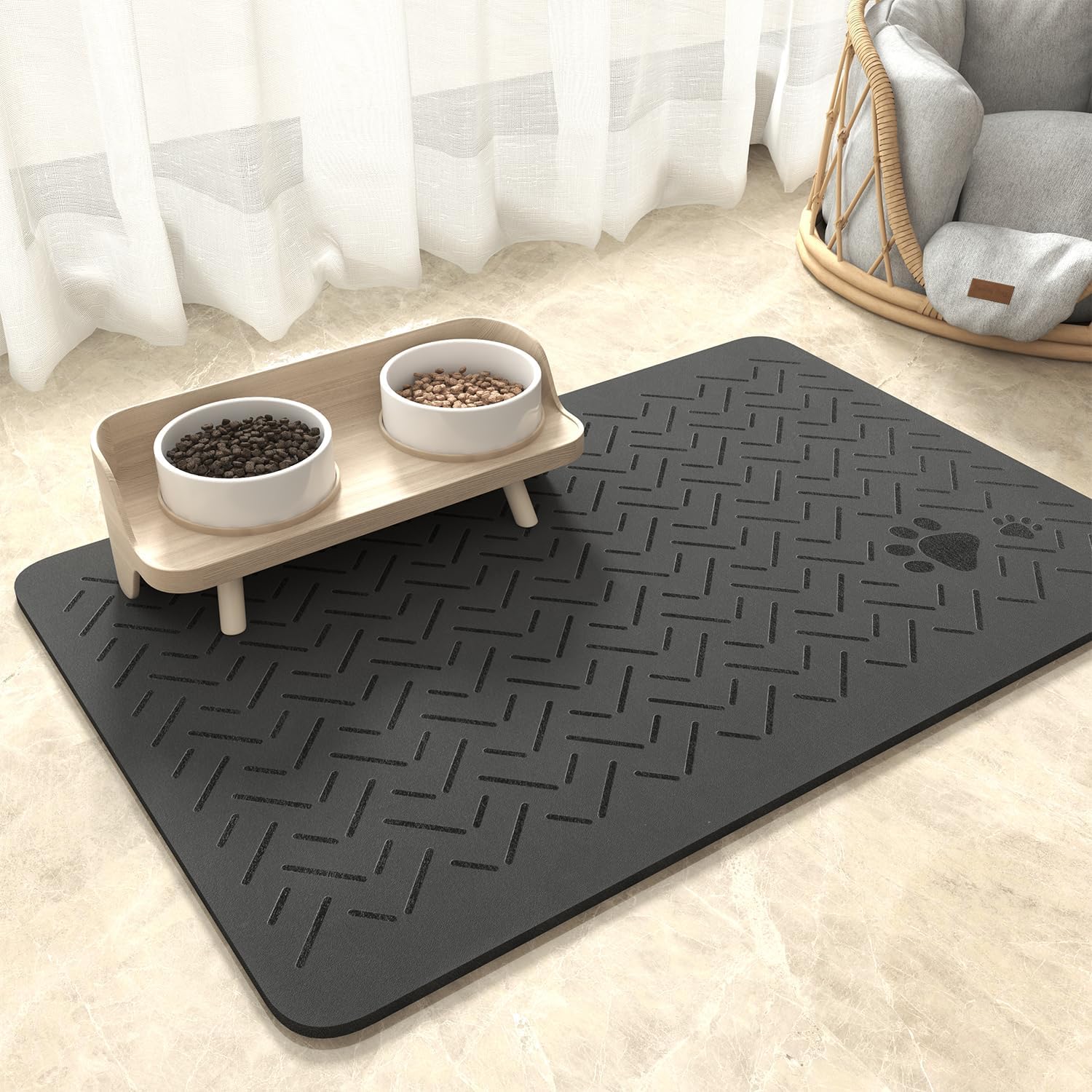 Pet Feeding Mat-No Stains Quick Dry Dog Mat for Food and Water Bowl-Rubber Backing Dog Food Mat Dog Water Dispenser Mat-Dog Accessories Pet Supplies-Dog Water Bowl for Messy Drinkers