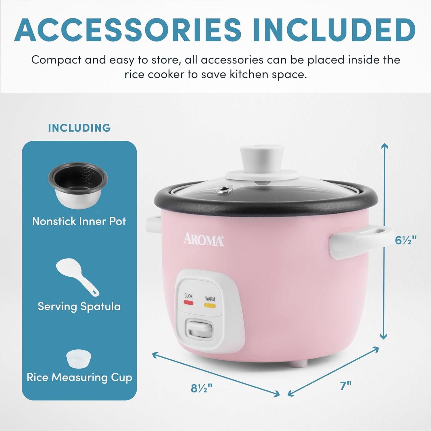 Housewares 4-Cups (Cooked) / 1Qt. Rice & Grain Cooker (ARC-302NGP), Pink