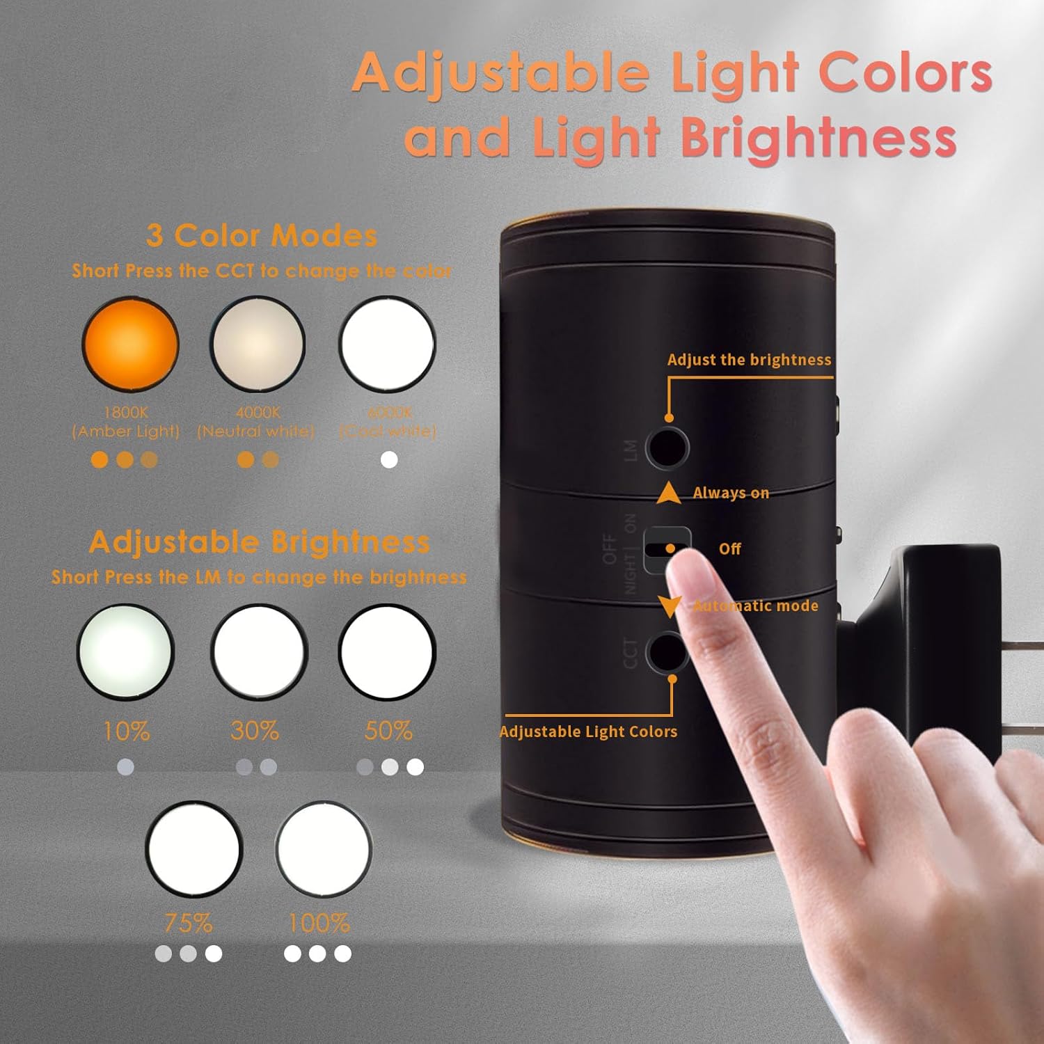 Night Light Plug into Wall, Dimmable Dusk to Dawn Sensor Led Night Light,Adjustable Brightness and Color Nightlight for Hallway, Bedroom, Kids Room, Kitchen, Garage, Stairway