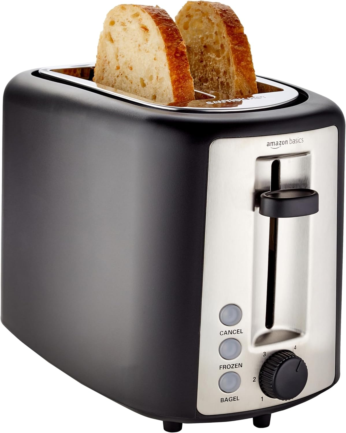 2 Slice Extra Wide Slot Toaster with Bagel Function, Removable Crumb Tray, 6 Browning Settings, Frozen Food Setting, Cancel Button, 900W, Black & Silver.