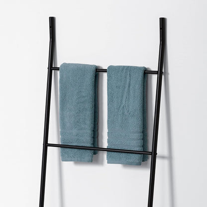 Matte Black Ladder Style Bathroom Linen Tower