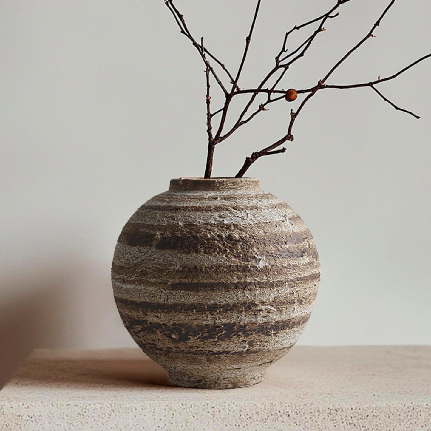 Rustic Ceramic Farmhouse Vase – Handcrafted Boho Pottery for Home Decor