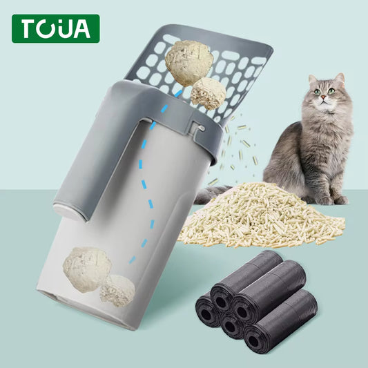 Cat Litter Shovel Scoop with Refill Bags – Efficient Self-Cleaning Tool for Pet Litter Box Maintenance!