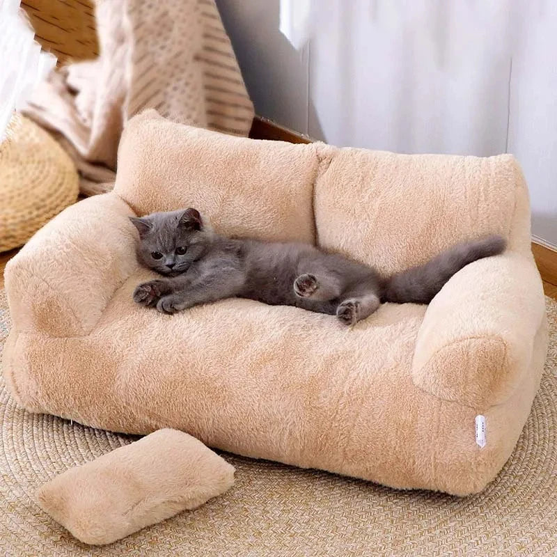 Luxury Cat Bed Sofa – Warm & Cozy Plush Nest for Cats and Small Dogs