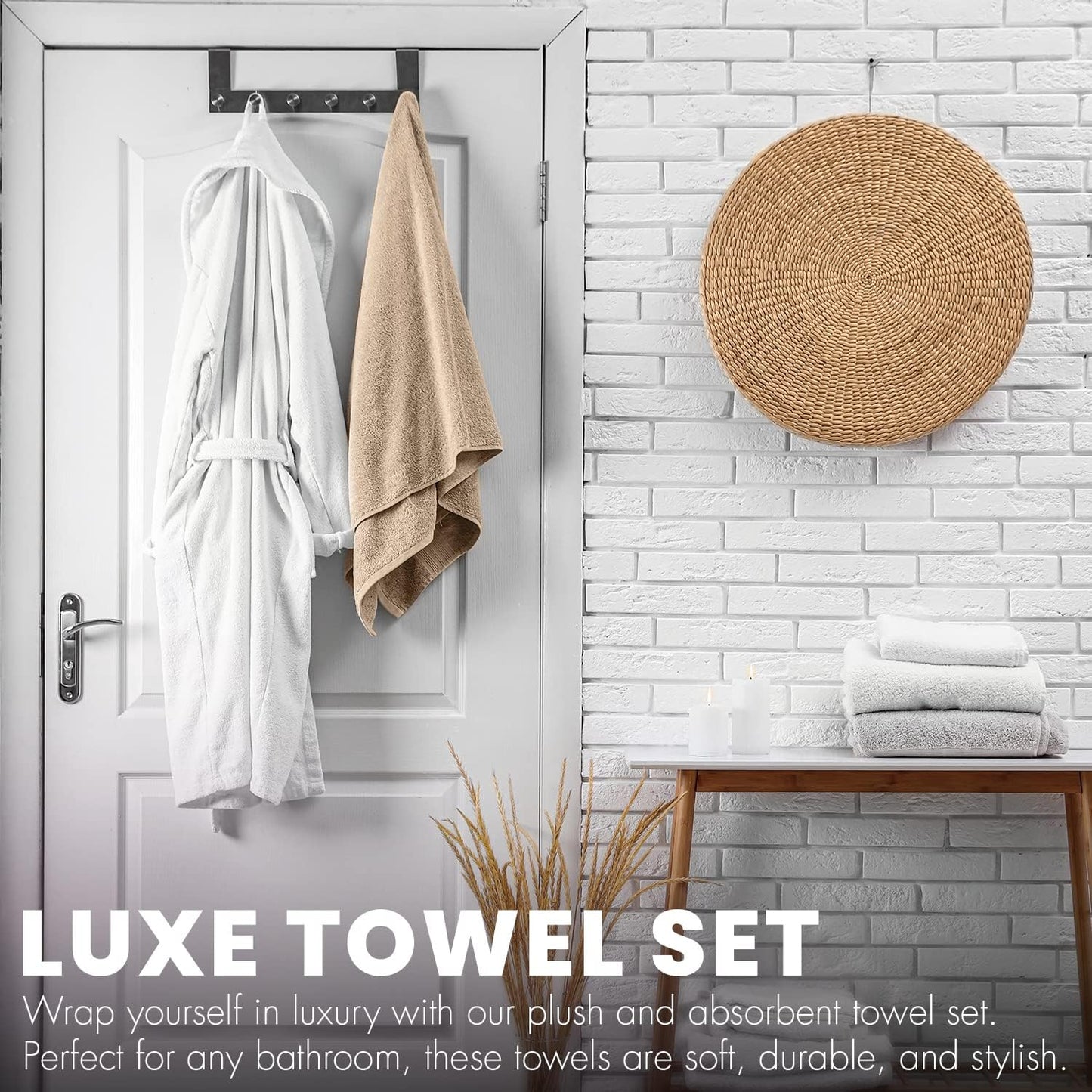 Collection 6-Pack Bath Towels - Lightweight - Extra Absorbent - 100% Cotton - Shower Towels (Multi, 27 Inchesx54 Inches)