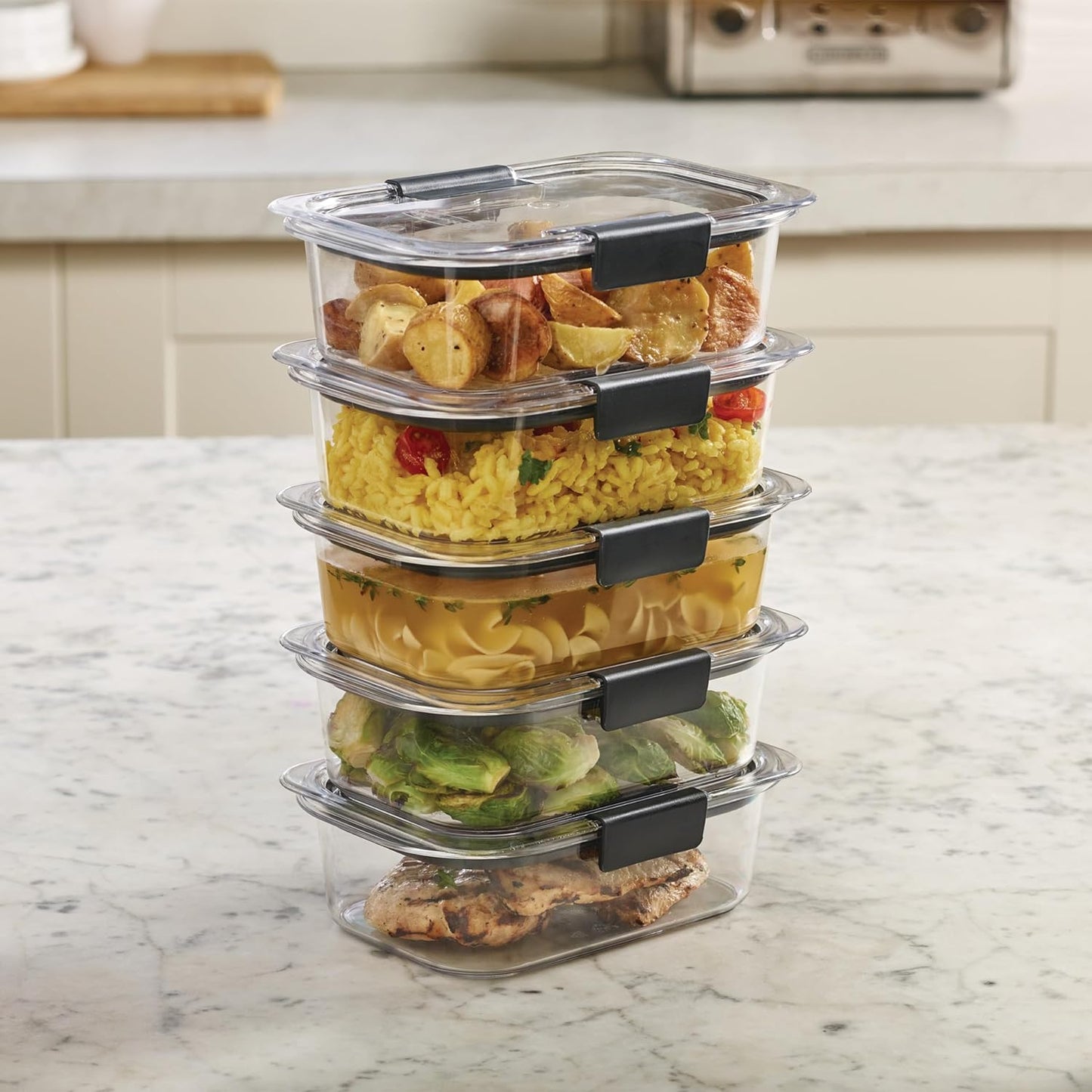 Food Storage Containers, BPA Free, Airtight Lids, Ideal for Lunch, Meal Prep & Leftovers, Set of 5 (3.2 Cup)